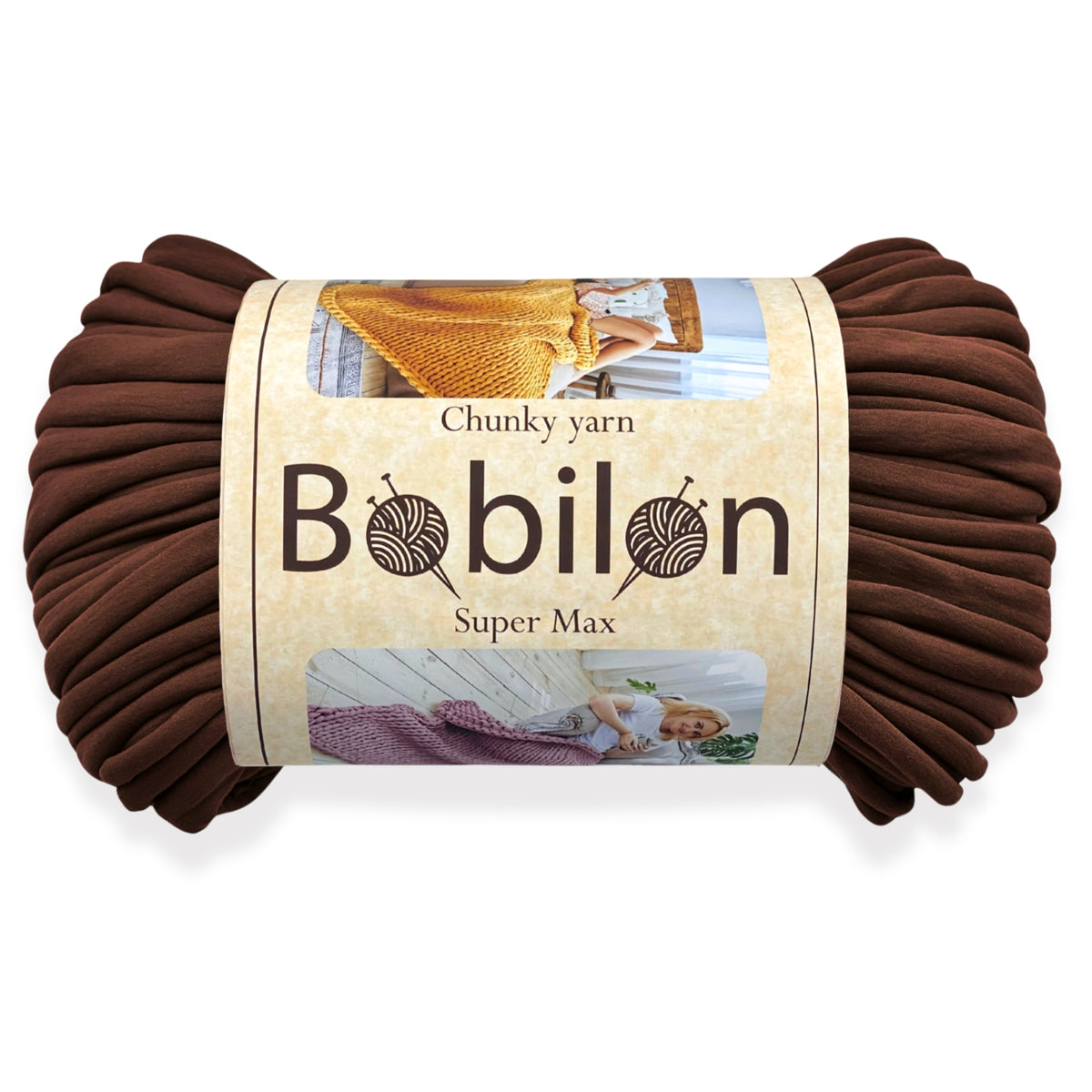 Super Thick T-Shirt Yarn 20–30 mm for Giant Crochet, Hand Knitting & Macrame – Chunky Cotton Tube Yarn – DIY Home Decor – Sweet Brownie