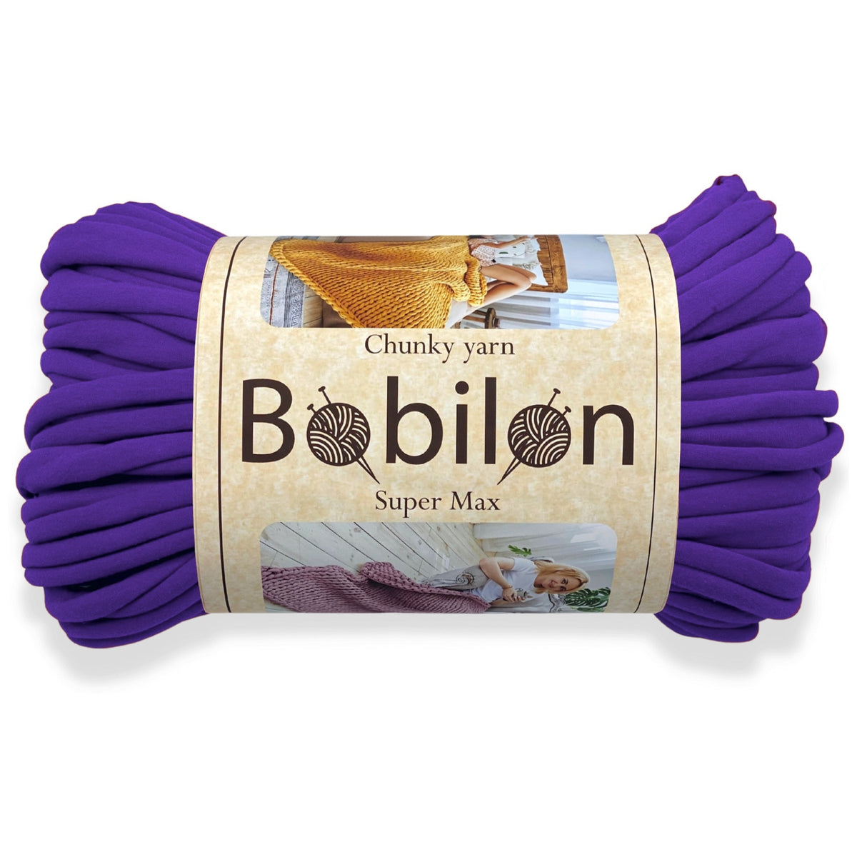 Super Thick T-Shirt Yarn 20–30 mm for Giant Crochet, Hand Knitting & Macrame – Chunky Cotton Tube Yarn – DIY Home Decor – Violet