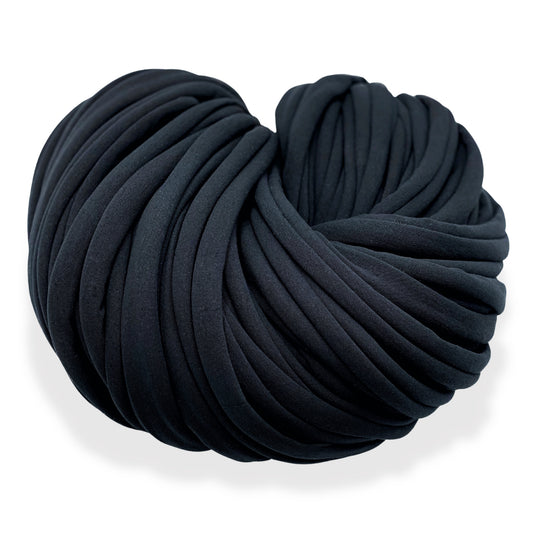 Super Thick T-Shirt Yarn 20–30 mm for Giant Crochet, Hand Knitting & Macrame – Chunky Cotton Tube Yarn – DIY Home Decor – Black Passion