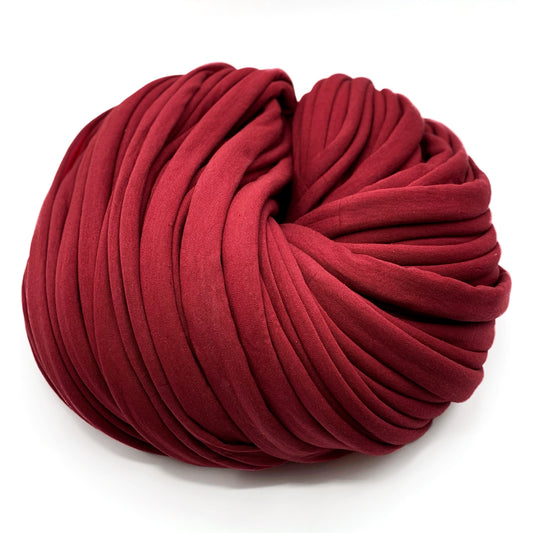 Super Thick T-Shirt Yarn 20–30 mm for Giant Crochet, Hand Knitting & Macrame – Chunky Cotton Tube Yarn – DIY Home Decor – Burgundy