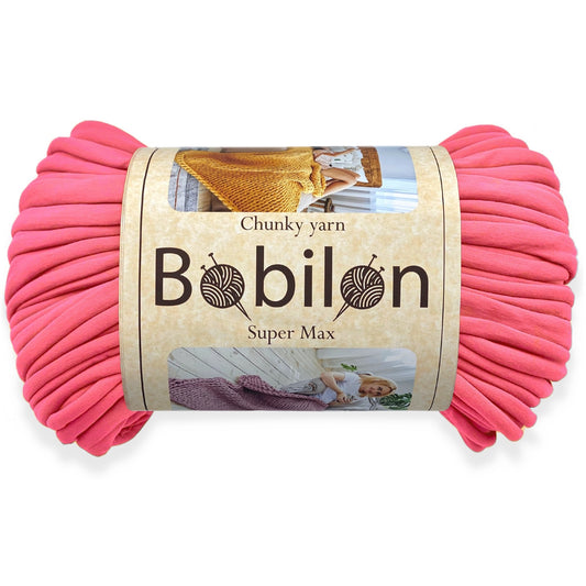 Super Thick T-Shirt Yarn 20–30 mm for Giant Crochet, Hand Knitting & Macrame – Chunky Cotton Tube Yarn – DIY Home Decor – Coral