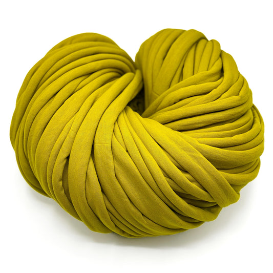 Super Thick T-Shirt Yarn 20–30 mm for Giant Crochet, Hand Knitting & Macrame – Chunky Cotton Tube Yarn – DIY Home Decor – Golden Lime