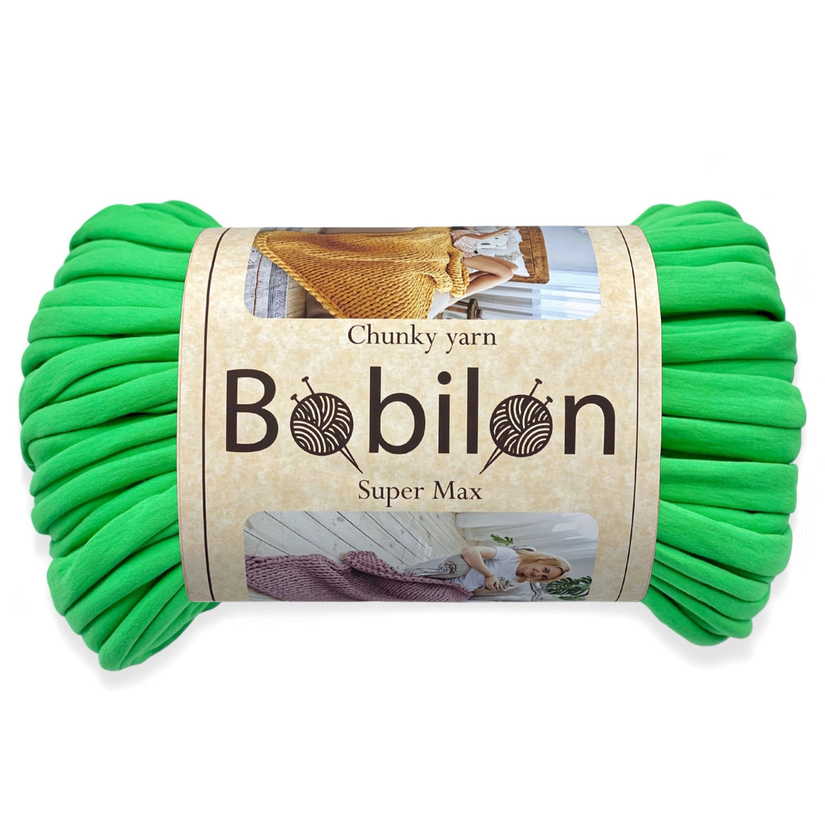 Super Thick T-Shirt Yarn 20–30 mm for Giant Crochet, Hand Knitting & Macrame – Chunky Cotton Tube Yarn – DIY Home Decor – Green Apple