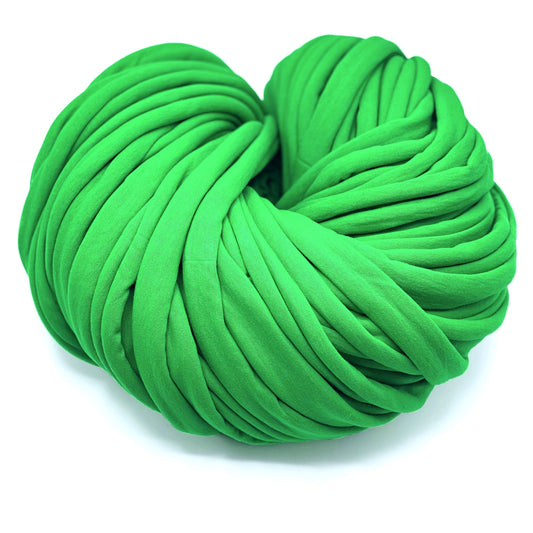 Super Thick T-Shirt Yarn 20–30 mm for Giant Crochet, Hand Knitting & Macrame – Chunky Cotton Tube Yarn – DIY Home Decor – Green Apple