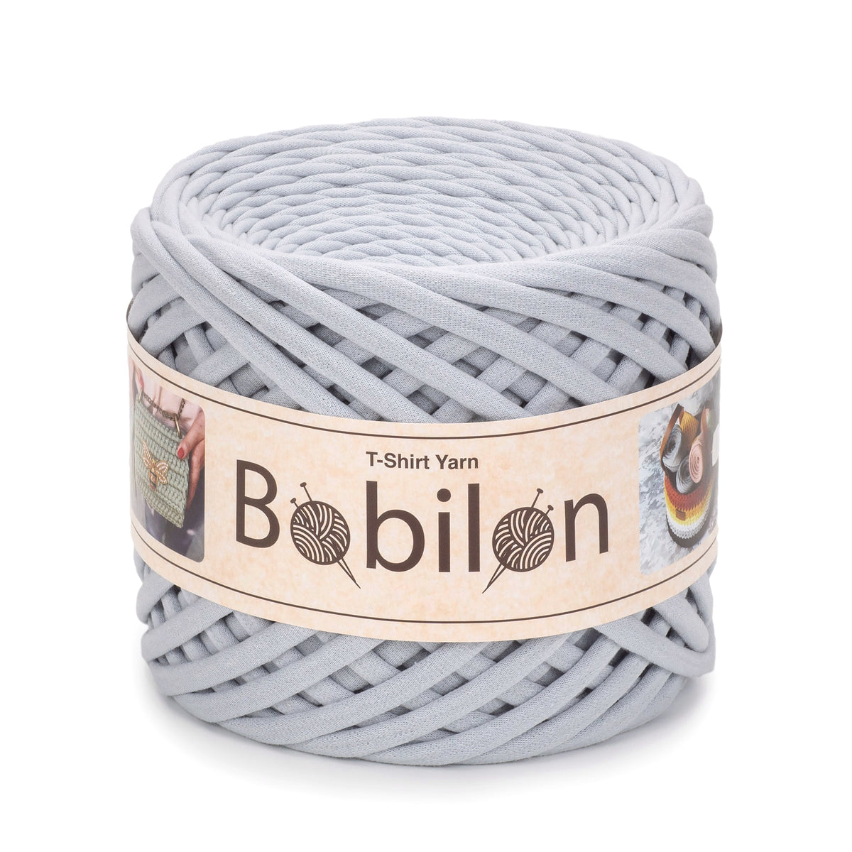 T-shirt yarn, Medium 7-9 mm, Silver