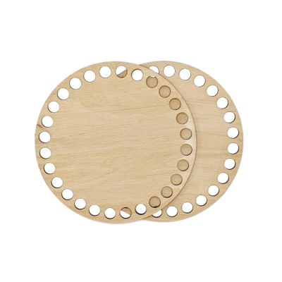 Bobilon Set Of 2 Round Wooden Bottoms For Crochet Baskets 12 cm (4.7 in)