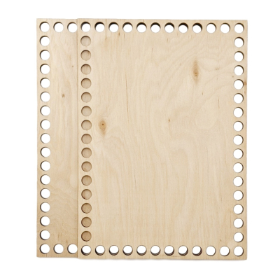 Bobilon Set Of 2 Rectangle Wooden Bottoms For Crochet Baskets 15 x 21 cm (5.9 x 8.2 in)